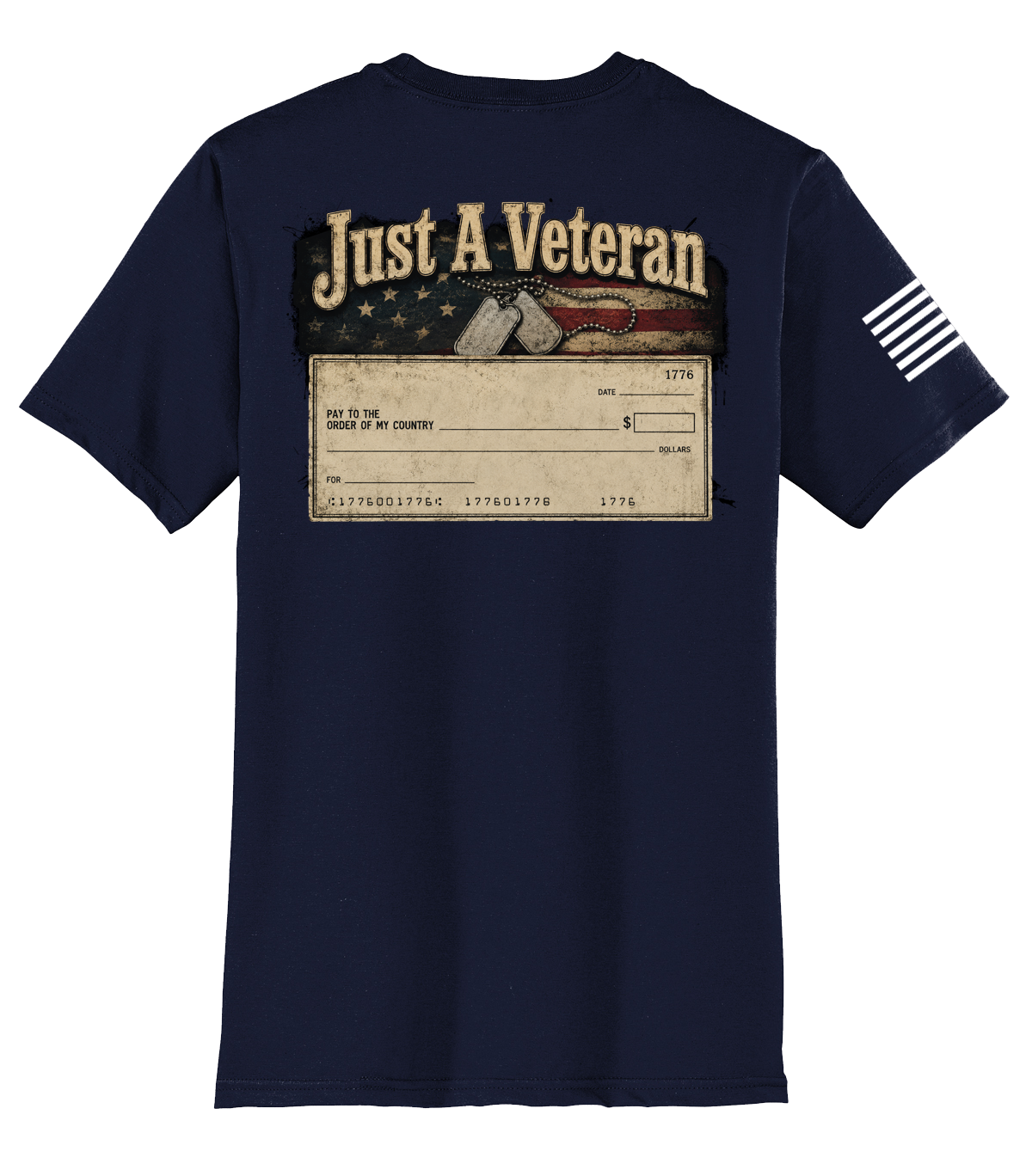 Just A Veteran - Blank Check - True Navy - Everyday Tee